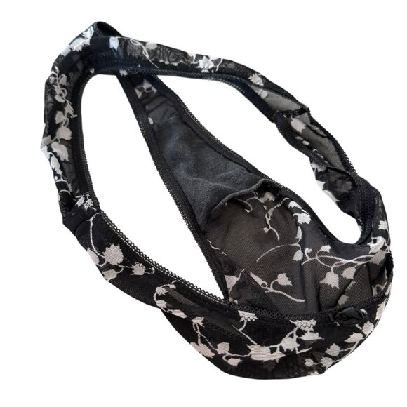 Dolce Gabbana VTG Vintage Black White Bla Thong Set floral unlined Medium Size 3 - Picture 7 of 16